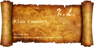 Kiss Lambert névjegykártya